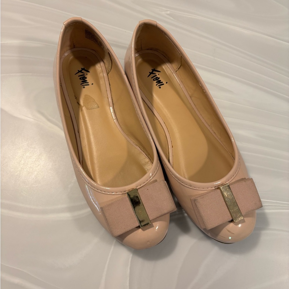 FIONI Clothing Pink Ballet Flats with Bow Detail